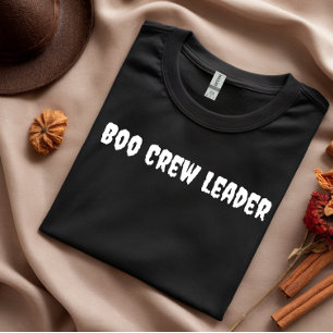 Boo Crew Leader weiße Typografie T-Shirt