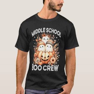Boo Crew Mittelstufenlehrer Wildflower Halloween T-Shirt