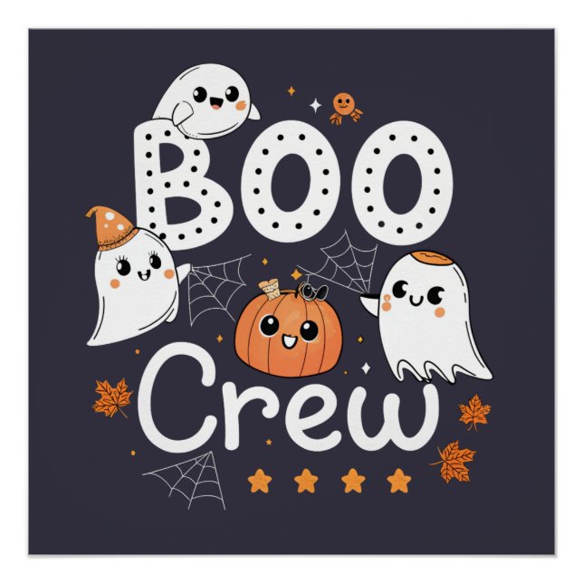 Boo Crew Niedlich Halloween Geister und Pumpkin Poster (Vorderseite)