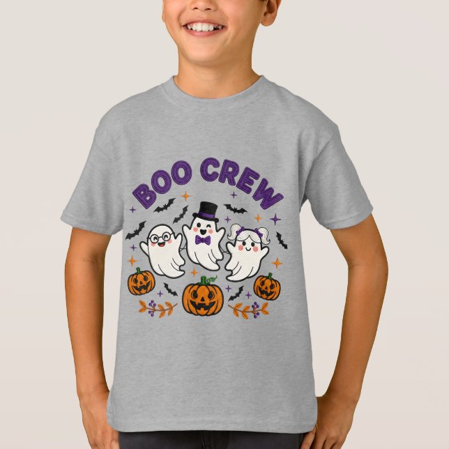 Boo Crew Niedlich Halloween Ghosts T - Shirt (Vorderseite)