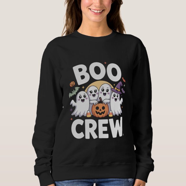 Boo Crew Niedlich Spooky Halloween Sweatshirt (Vorderseite)