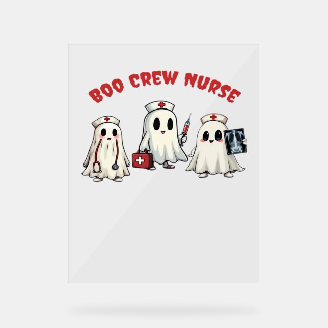 BOO CREW NURSE Essenzieller T - Shirt Acrylschild (Vorderseite)