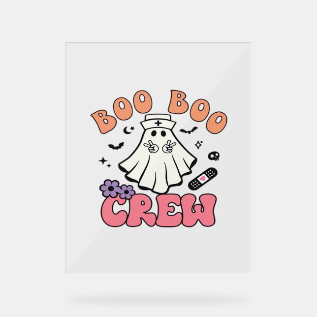 Boo Crew Nurse Halloween Ghost Funny Classic T Acrylschild (Vorderseite)