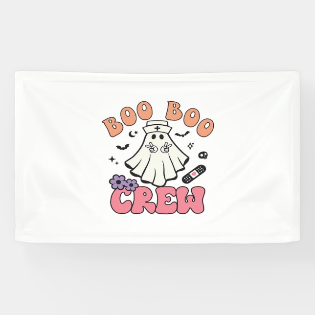 Boo Crew Nurse Halloween Ghost Funny Classic T Banner (Horizontal)