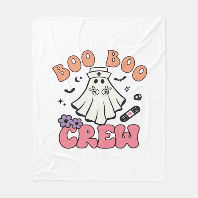 Boo Crew Nurse Halloween Ghost Funny Classic T Fleecedecke (Vorderseite)