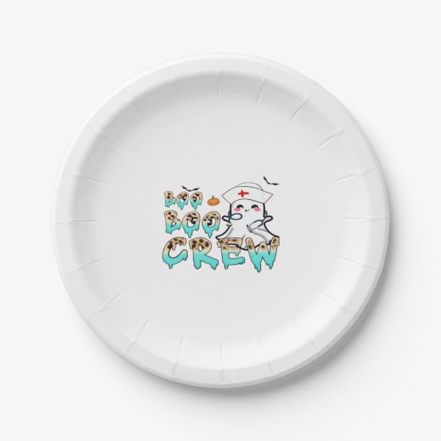 Boo Crew Nurse Halloween Ghost Funny Classic T Pappteller (Vorderseite)