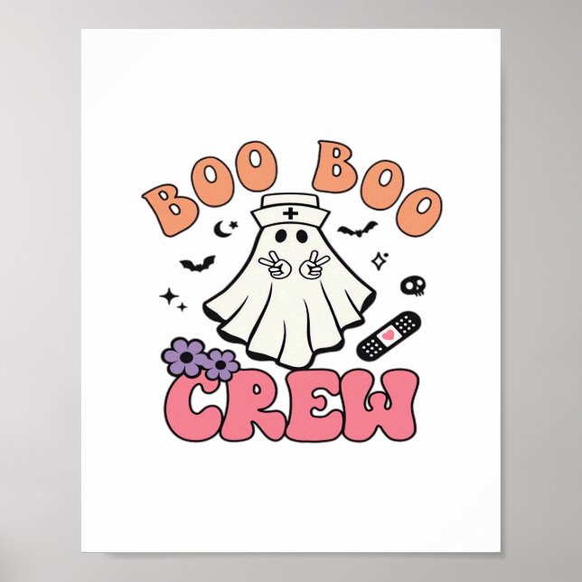 Boo Crew Nurse Halloween Ghost Funny Classic T Poster (Vorne)