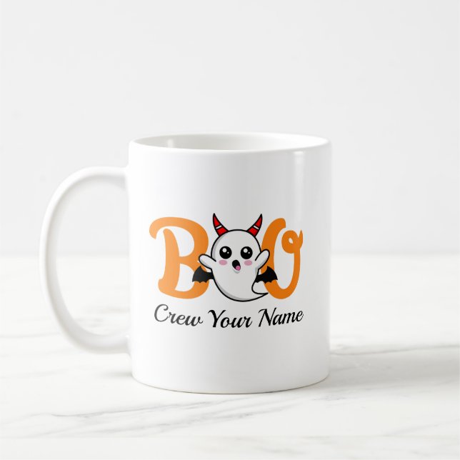 Boo Crew Orange Halloween Familie Personalisiert Kaffeetasse (Links)