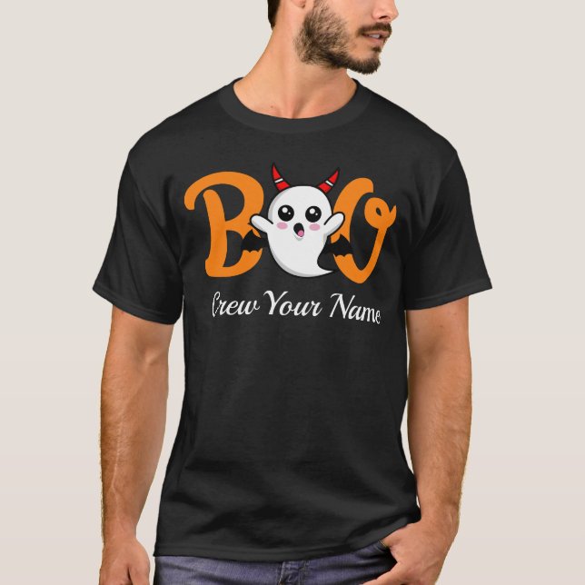 Boo Crew Orange Halloween Familienmatte T-Shirt (Vorderseite)