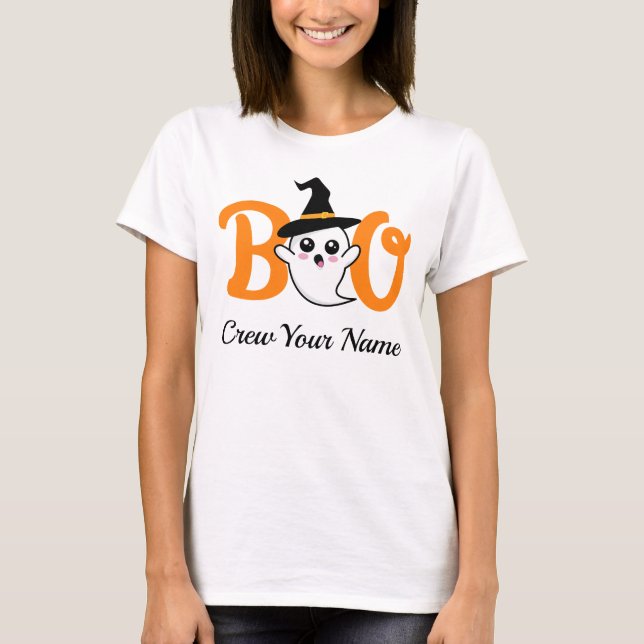 Boo Crew Orange Halloween Familienmatte T-Shirt (Vorderseite)