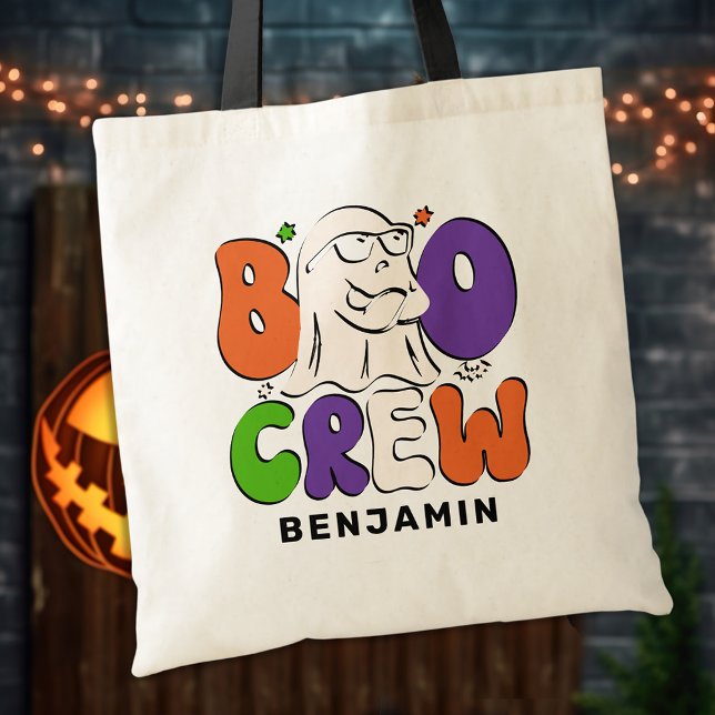 BOO Crew Retro Farbenfrohe Personalisierte Hallowe Tragetasche (Von Creator hochgeladen)