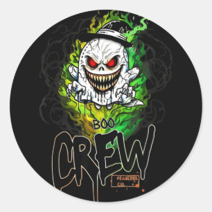 Boo-Crew schwarzer Geist Halloween-Geist Geist Bek Runder Aufkleber