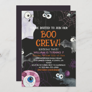 Boo Crew Spaß Kinder Halloween Geburtstagsparty Einladung