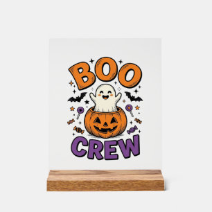 Boo Crew Süße Geist-Kürbis Halloween-Shirt-Design Acrylschild