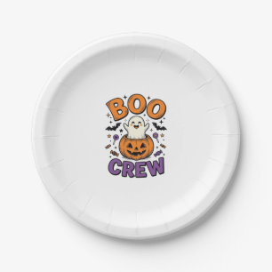 Boo Crew Süße Geist-Kürbis Halloween-Shirt-Design Pappteller