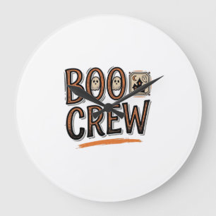 Boo Crew Vintage Halloween Gravur Shirt Design_ Große Wanduhr