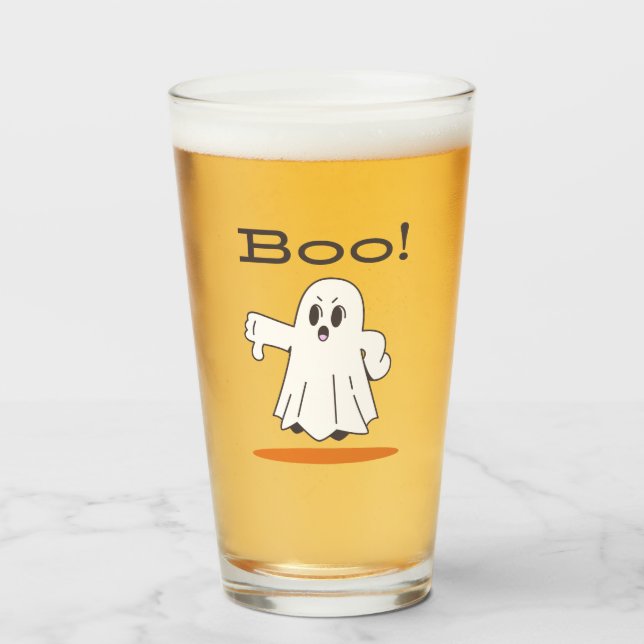 Boo! Cute Ghost Funny Halloween Pint Glass Glas (Vorne (Gefüllt))