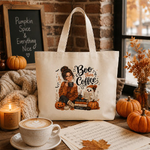 Boo Dann Kaffee Halloween Musiklehrer Jumbo Stoffbeutel