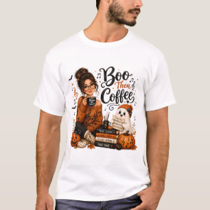 Boo dann Kaffee Halloween-Musiklehrer-T-Shirt T-Shirt