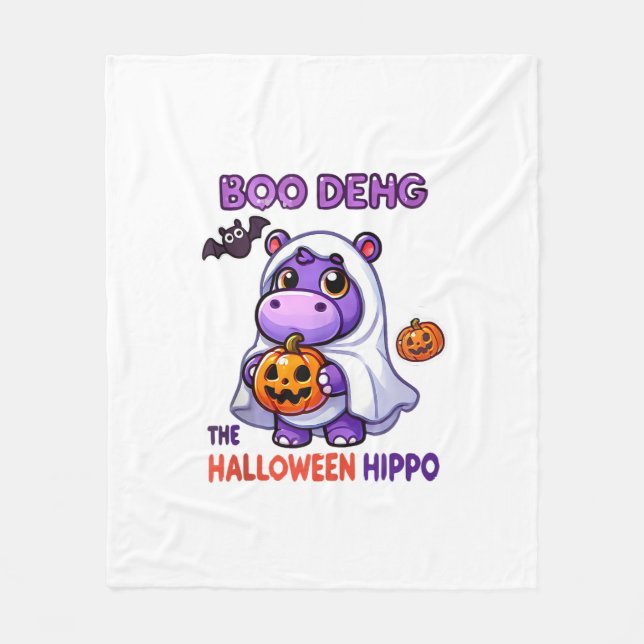 Boo Deng Das Halloween Hippo Niedlich Bouncy Pig C Fleecedecke (Vorderseite)