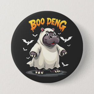 Boo Deng Ghost Baby Pygmy Hippo Moo Deng Halloween Button