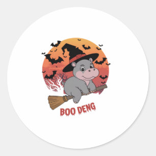 Boo Deng Hippo Halloween Moo Deng Baby Hippo Long Runder Aufkleber