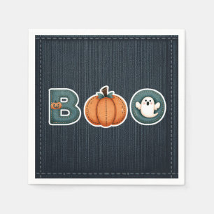 BOO Denim Rustic Country Pumpkin Ghost Halloween Serviette