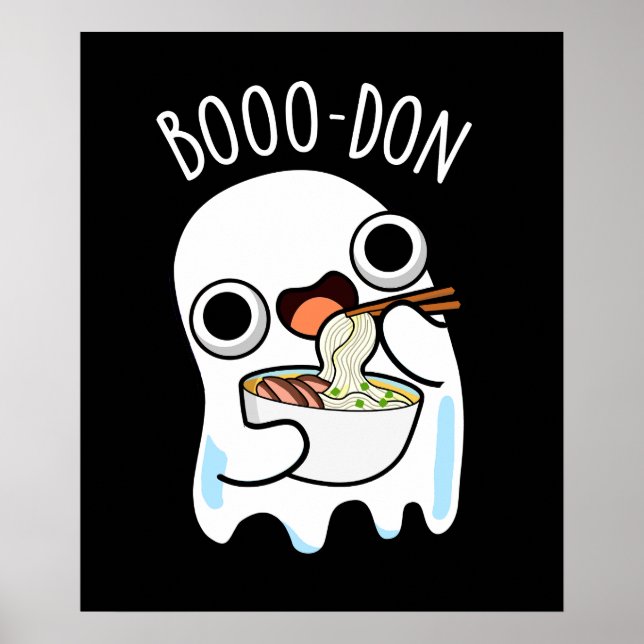 Boo-don Funny Ghost Udon Pun Dark BG Poster (Vorne)