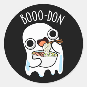 Boo-don Funny Ghost Udon Pun Dark BG Runder Aufkleber