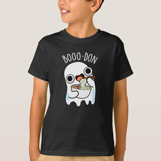 Boo-don Funny Ghost Udon Pun Dark BG T-Shirt (Vorderseite)