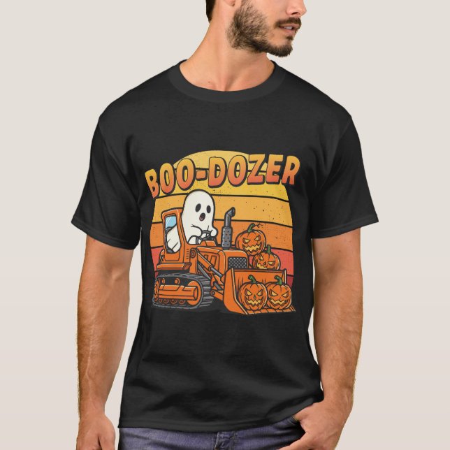 Boo Dozer Geist Lustiges Halloween T-Shirt (Vorderseite)