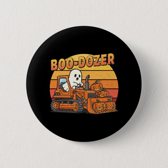 Boo Dozer Ghost Funny Halloween Button (Vorderseite)
