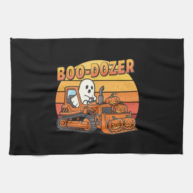 Boo Dozer Ghost Funny Halloween Geschirrtuch (Horizontal)