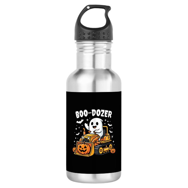 Boo Dozer Halloween Geist Bulldozer_1 Edelstahlflasche (Vorderseite)