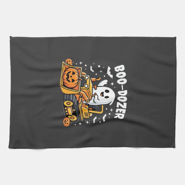 Boo Dozer Halloween Geist Bulldozer_1 Geschirrtuch (Horizontal)