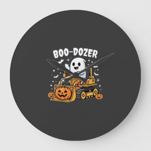 Boo Dozer Halloween Geist Bulldozer_1 Große Wanduhr