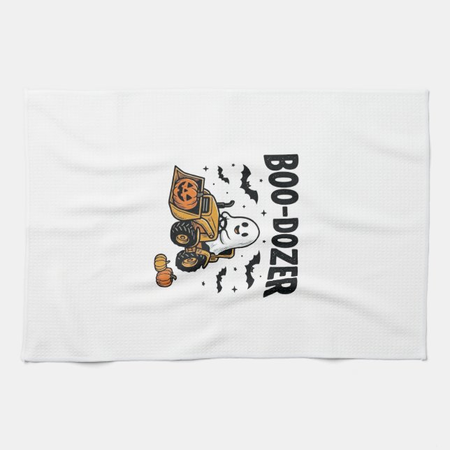 Boo-Dozer Halloween-Geist-Bulldozer-Design_1 Geschirrtuch (Horizontal)