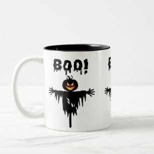 Boo! Einfaches und spöttisches Halloween-Design Zweifarbige Tasse
