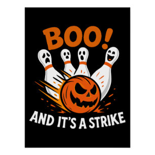 Boo Es ist ein Strike Funny Halloween Bowling Poster