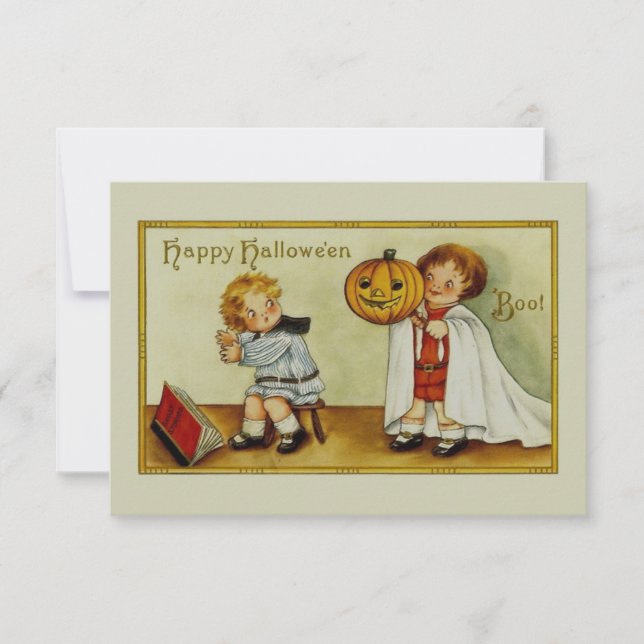 Boo! Es ist Halloween Vintag Einladung (Vorderseite)