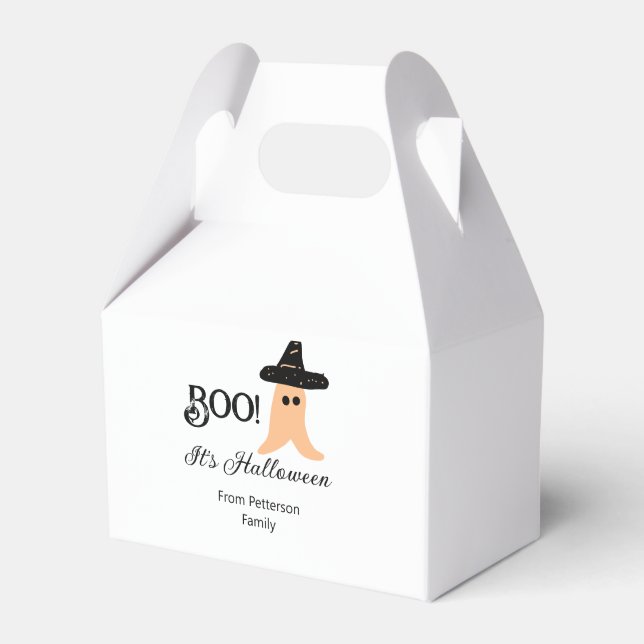 Boo es ist Halloween vom orangefarbenen Geist Geschenkschachtel (Vorderseite)