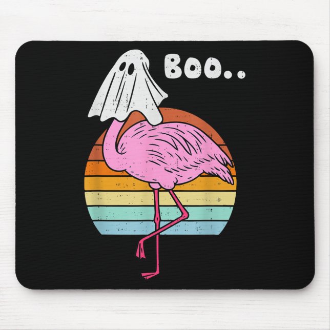 Boo Flamingo Ghost Soky Halloween Costume Bird Ani Mousepad (Vorne)