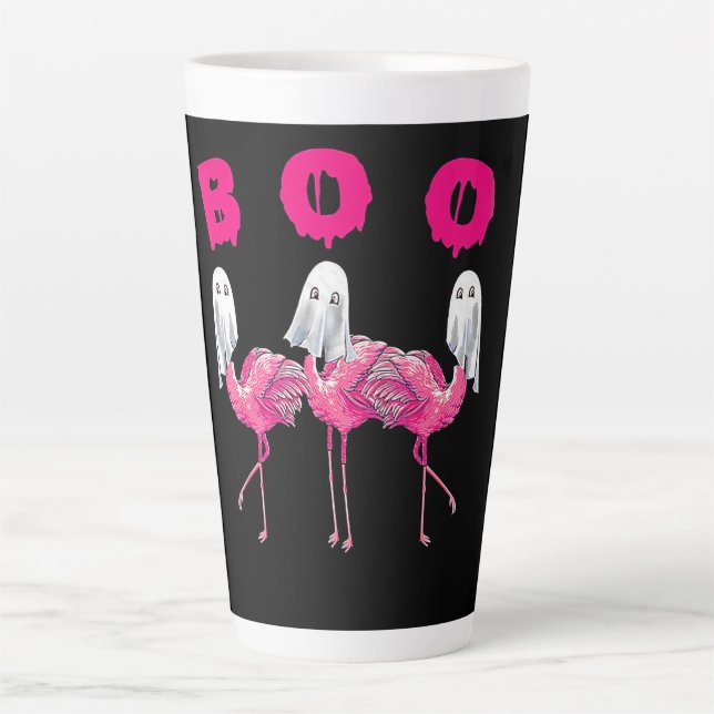 Boo Flamingo Halloween Flamingo Ghost Milchtasse (Vorderseite)