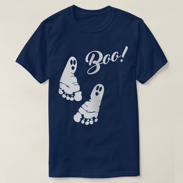 Boo Footprints Halloween Pregnancy Ankündigung G T-Shirt (Design vorne)