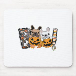 Boo French Bulldog Pumpkin Candy Dog Puppy Hallowe Mousepad