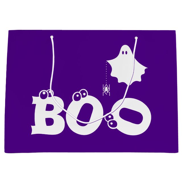 Boo Funny Halloween Ghost Spider Eyeballs Lila Große Geschenktüte (Vorderseite)