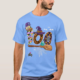 Boo Funny Halloween Kostüm mit Witchs Broom und T-Shirt