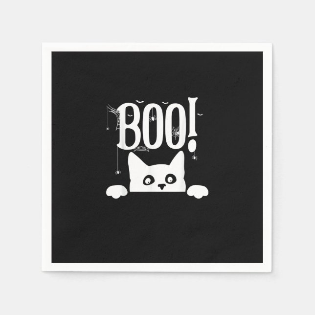 Boo! Funny Hiding Peekabo Beängstigend Halloween Serviette (Vorderseite)