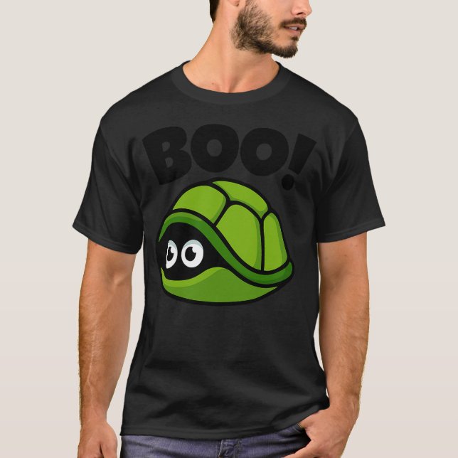 Boo!  Funny Hiding Turtle Peekaboo Scary Halloween T-Shirt (Vorderseite)