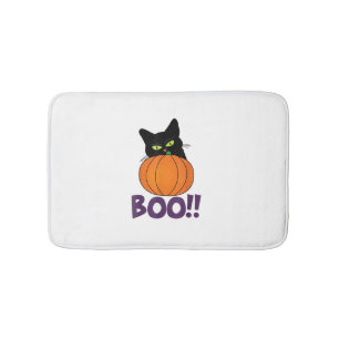 Boo Funny Jolly Cat Peeking Pumpkin Halloween Teil Badematte